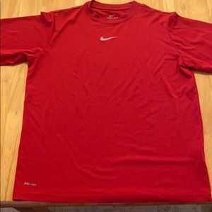 A red Nike Exercising T-shirt
